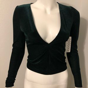 Urban Outfitters Green sparkle velvet top